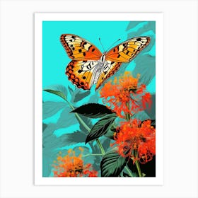 Pop Art Silver Washed Fritillary Butterfly 1 Art Print