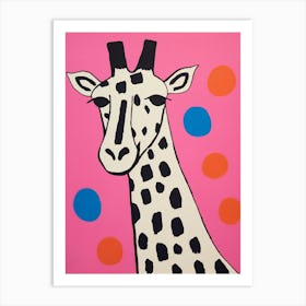 Pink Polka Dot Giraffe 2 Art Print