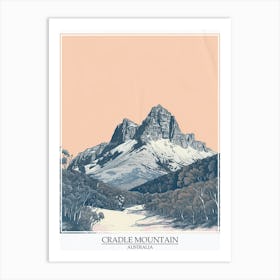 Cradle Mountain Australia Color Line Drawing 7 Poster Art Print