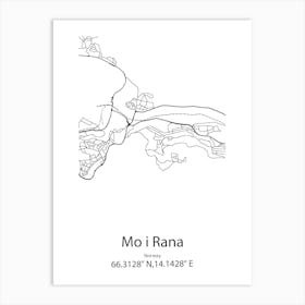 Mo I Rana,Norway Minimalist Map Art Print