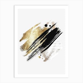 Gold And Black Brush Strokes 51 Art Print