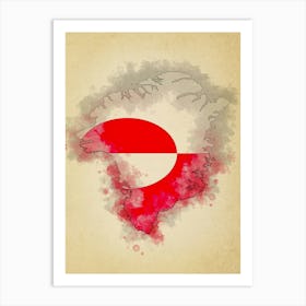 Greenland Flag Vintage Art Print