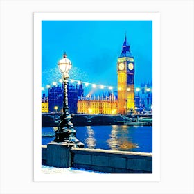 Houses Of Parliament In The Snow, London Art Print