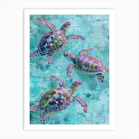 Aqua Sea Turtle Painting 1 Art Print