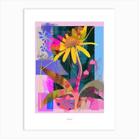 Daisy 3 Neon Flower Collage Poster Art Print