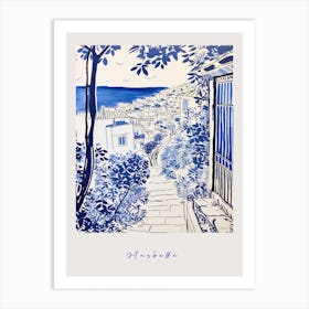 Marbella Spain 3 Mediterranean Blue Drawing Poster Art Print