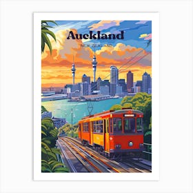 Auckland New Zealand Train Digital Travel Art Art Print