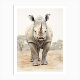 Simple Illustration Of A Rhino 7 Art Print