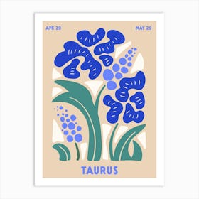 Taurus Print Zodiac Poster Astrology Wall Decor Flower Market Botanical Art Print