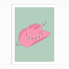 Pink And Green Cowboy Hat Art Print