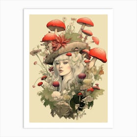 Mushroom Surreal Portrait 4 Art Print