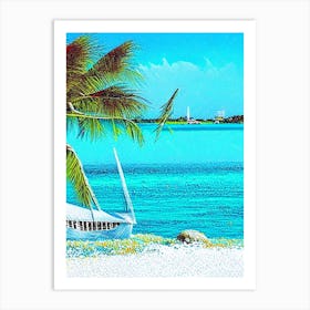 Great Exuma Bahamas Pointillism Style Tropical Destination Art Print