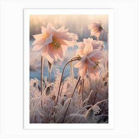 Frosty Botanical Columbine 1 Art Print