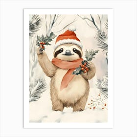 Christmas Sloth Art Print