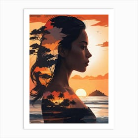 Sunset Girl Art Print