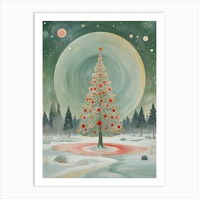 Christmas Tree In The Snow Art Print