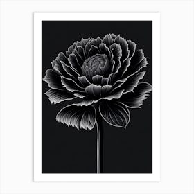 A Carnation In Black White Line Art Vertical Composition 29 Art Print