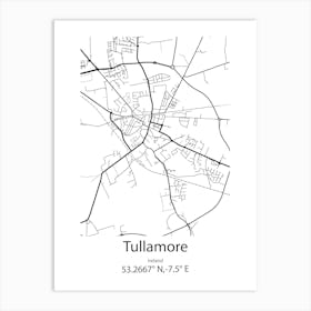 Tullamore,Ireland Minimalist Map Art Print