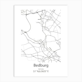 Bedburg,Germany Minimalist Map Art Print