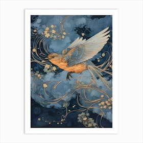 Eastern Bluebird 3 Gold Detail Painting Art Print