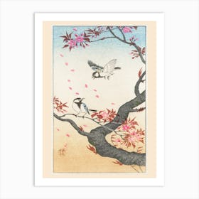 Two Great Tits At Blossoming Tree, Ohara Koson Art Print