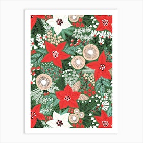 Poinsettia Christmas Flowers Art Print