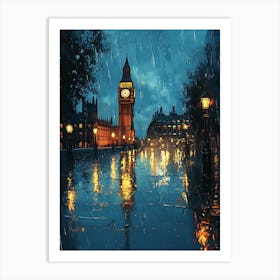 Fantasy Rainy Night In London 5 Art Print