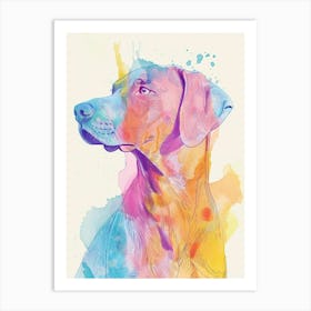 Weimaraner Dog Pastel Line Watercolour Illustration 2 Art Print