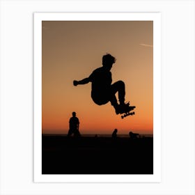 Sunset Skate Jump Venice California Art Print