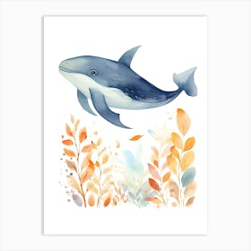 A Whale Watercolour In Autumn Colours 0 Art Print
