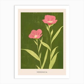 Pink & Green Veronica 1 Flower Poster Art Print