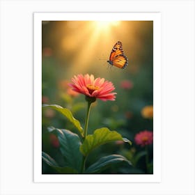 Butterfly On A Flower 1 Art Print