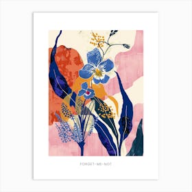 Colourful Flower Illustration Poster Forget Me Not 5 Art Print