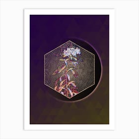 Abstract Small White Flowers Mosaic Botanical Illustration n.0162 Art Print