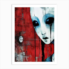 Crying Alien Expressionist Painting Art Print