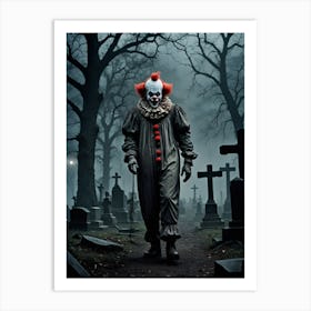 Freaky Clown The Clown at the Cemetery Gates Art Print