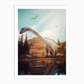 Brachiosaurus Near A Jurassic River 1 Art Print