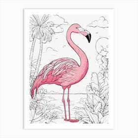 Flamingo In The Jungle Art Print