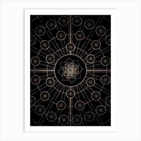 Geometric Glyph Radial Array in Glitter Gold on Black n.0342 Art Print