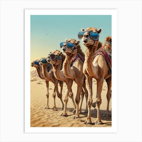 Camels In The Desert Canvas Print Art Print