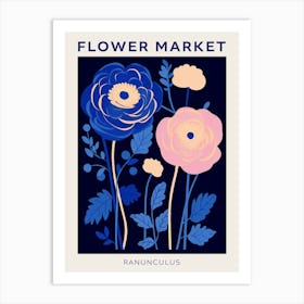 Blue Flower Market Poster Ranunculus 2 Art Print