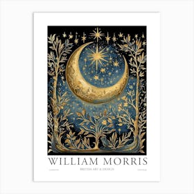 William Morris Art Sun Moon Night Eclipse Morris Exhibition Print Botanical Poster Gold Vintage Art Print