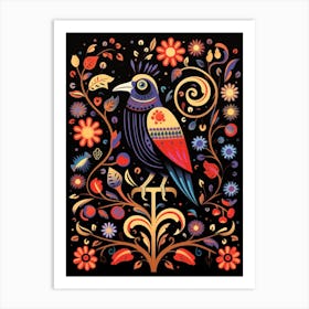 Folk Bird Illustration Raven 3 Art Print