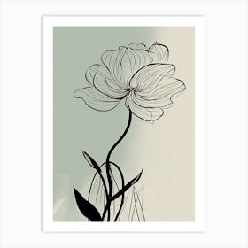 Daffodils Line Art Flowers Illustration Neutral 12 Art Print