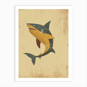 Muted Mustard Pastel Shark Art Print