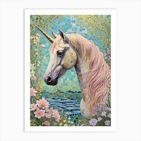 Mosaic Floral Unicorn Art Print