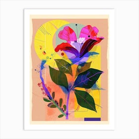 Moonflower 3 Neon Flower Collage Art Print