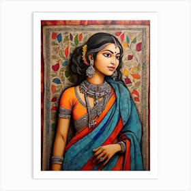 Default Colorful Traditional Madhubani Art From India Of A Wom 0 Art Print