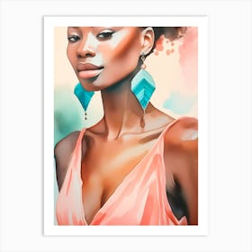 Close Up Of A Woman Wearing Earrings Art Print