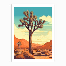  Retro Illustration Of A Joshua Trees In Mojave Desert 7 Art Print